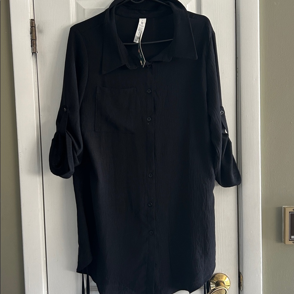 BLOOMING JELLY  BATHING SUIT COVER UO DRAWSTRING BUTTON DRESS SHIRT NWT SIZE L